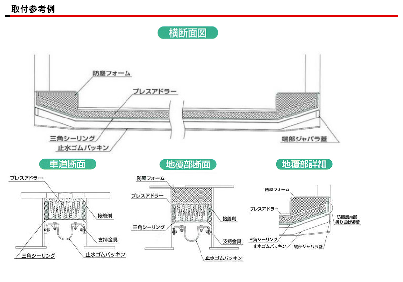 プレスアドラー　取付参考例断面図